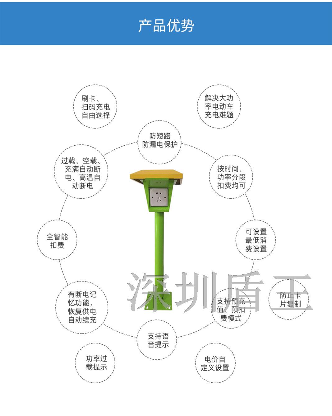 电动车2路立柱智能充电插座